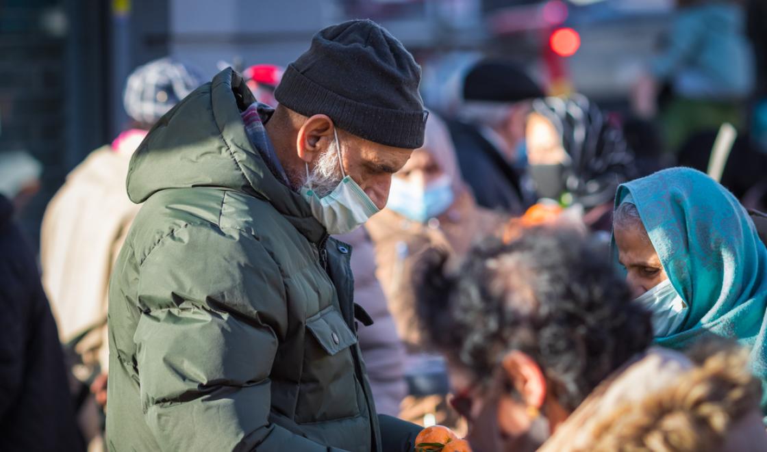 Asian man in market