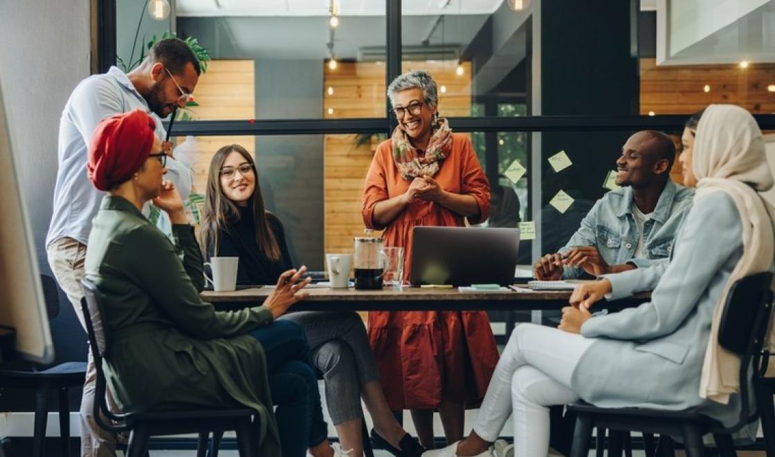 Diverse group of people in meeting