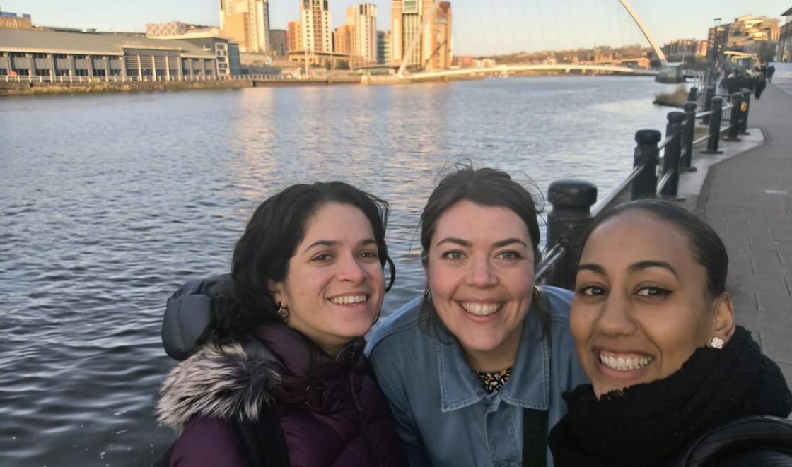 Sarah Crabtree (staff co-lead of IREP WG3), Honor Morris, and Leonie Lawson (public co-lead of IREP WG3) in Newcastle for the Advance Higher Education (HE) Equality, Diversity & Inclusivity (EDI) Conference .
