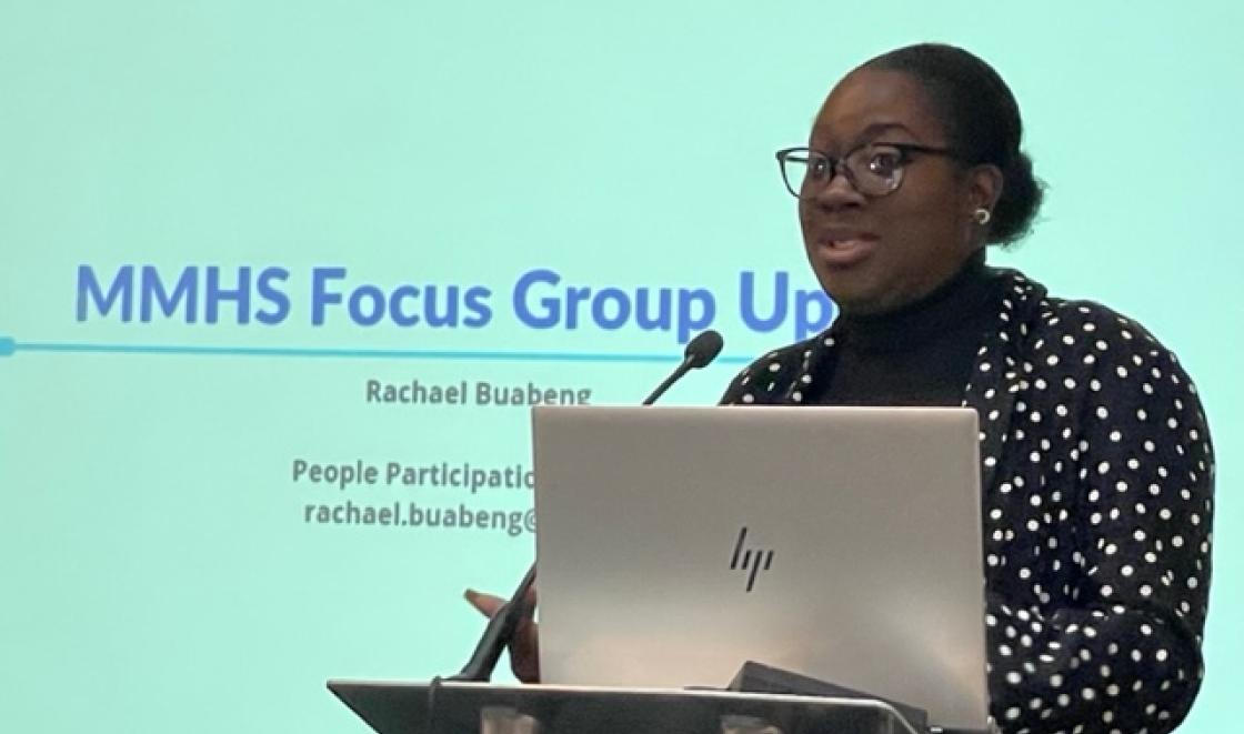 Rachael Buabeng speaking at national ARC PPI event