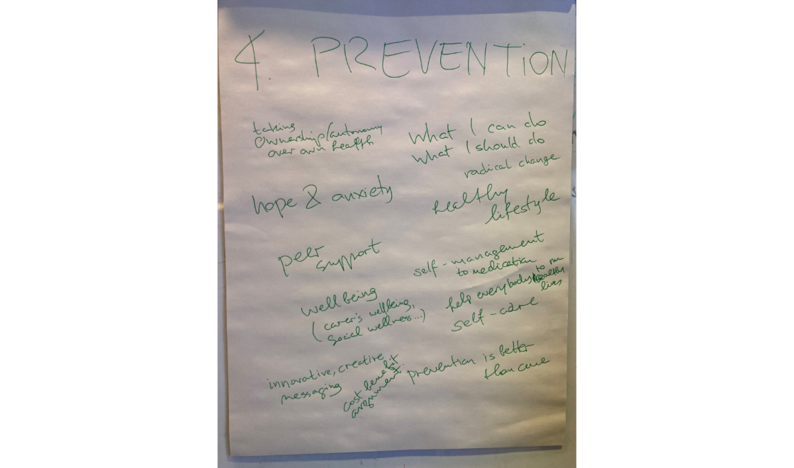 Photo: A flip chart captures thoughts and ideas raised in the 'Prevention' breakout group