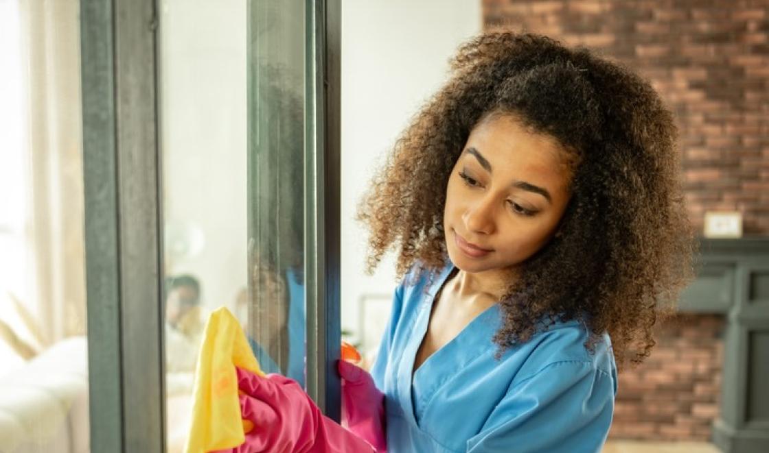 woman cleaning